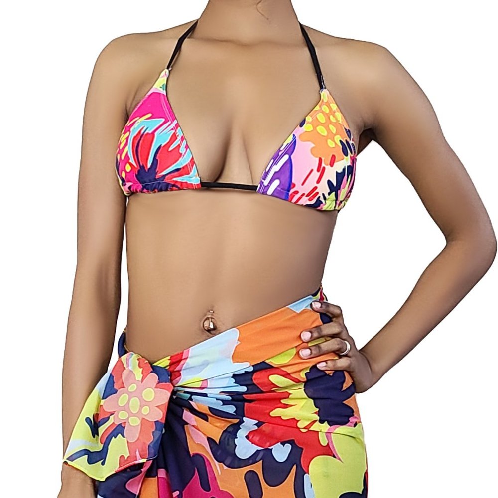 Tropical Pink Triangle String Bikini